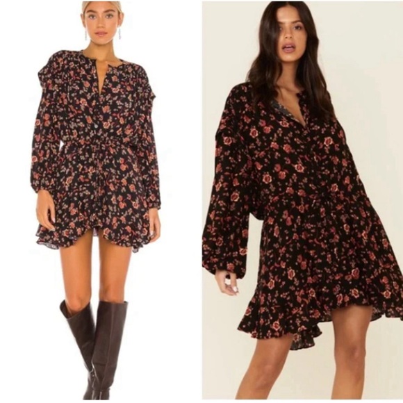 Free People Dresses & Skirts - Free People Flower Fields Dress. XL. NWT. Burgundy. Floral. Long sleeve.